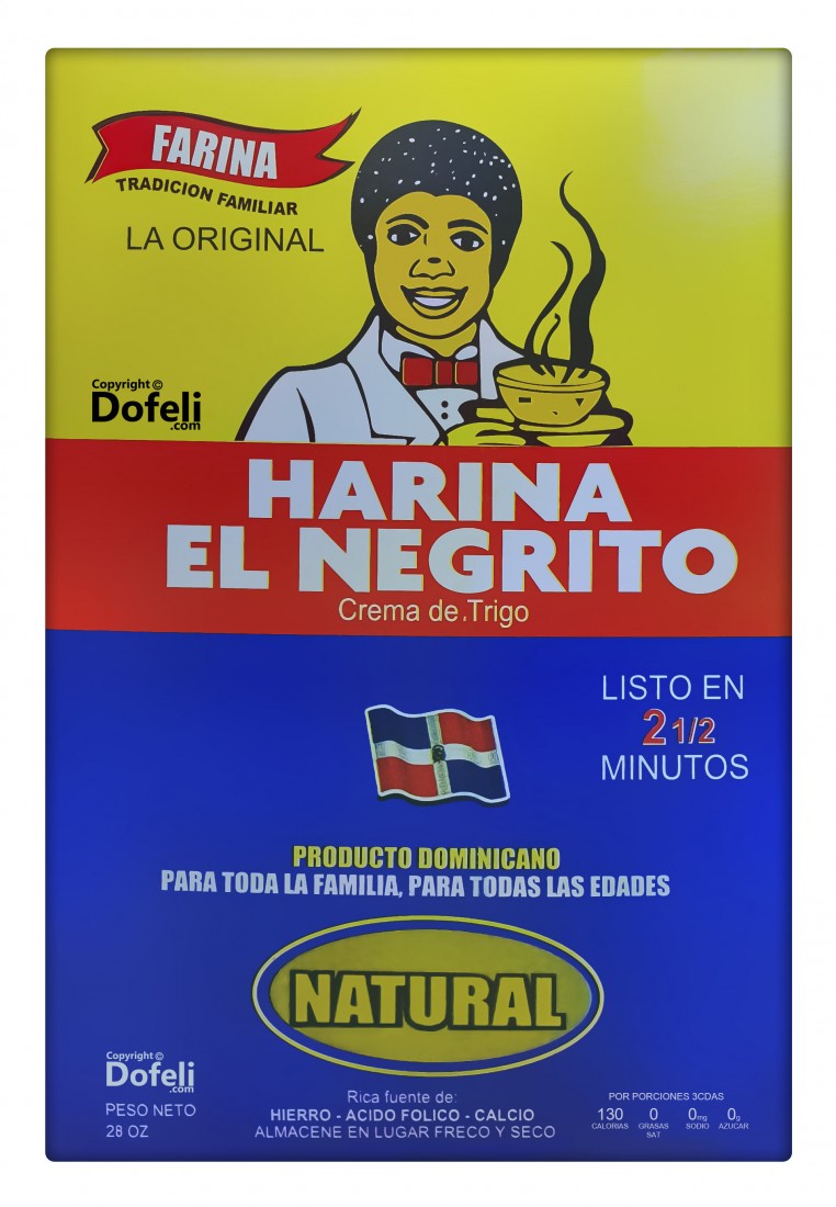Dominican wheat farina cream known as Harina El Negrito, loved by all generations.